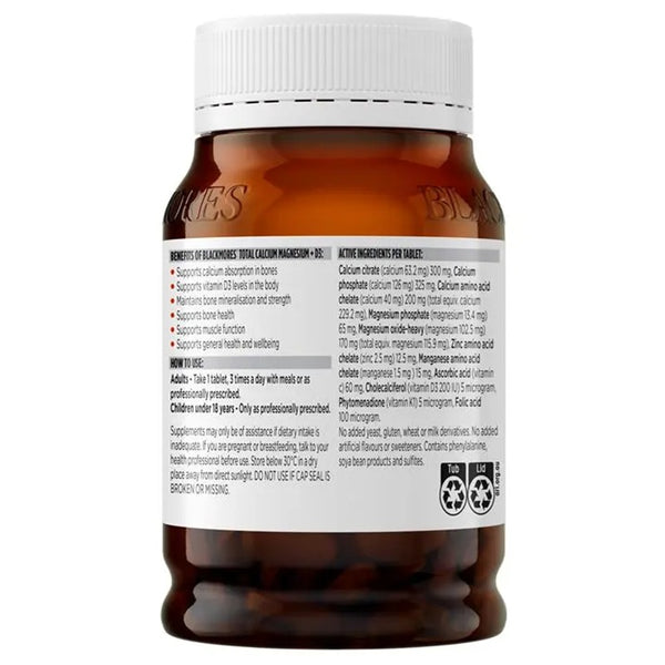 Blackmores Total Calcium & Magnesium + D3 (200 Tablets)