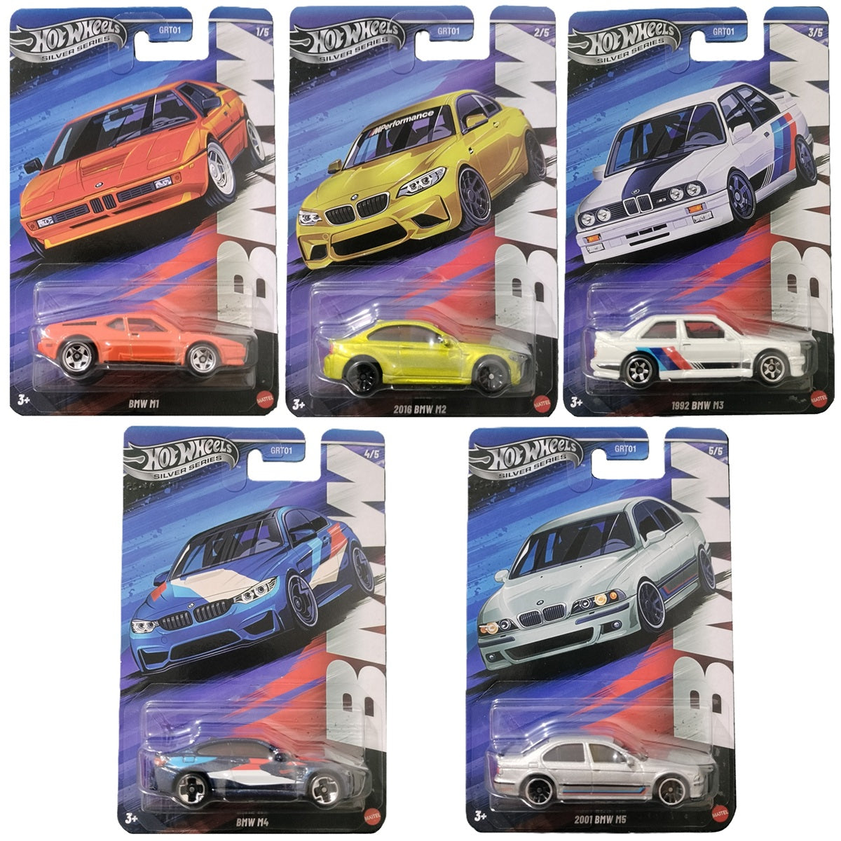 Hot Wheels Silver Series BMW M Series Set (1 to 5)
